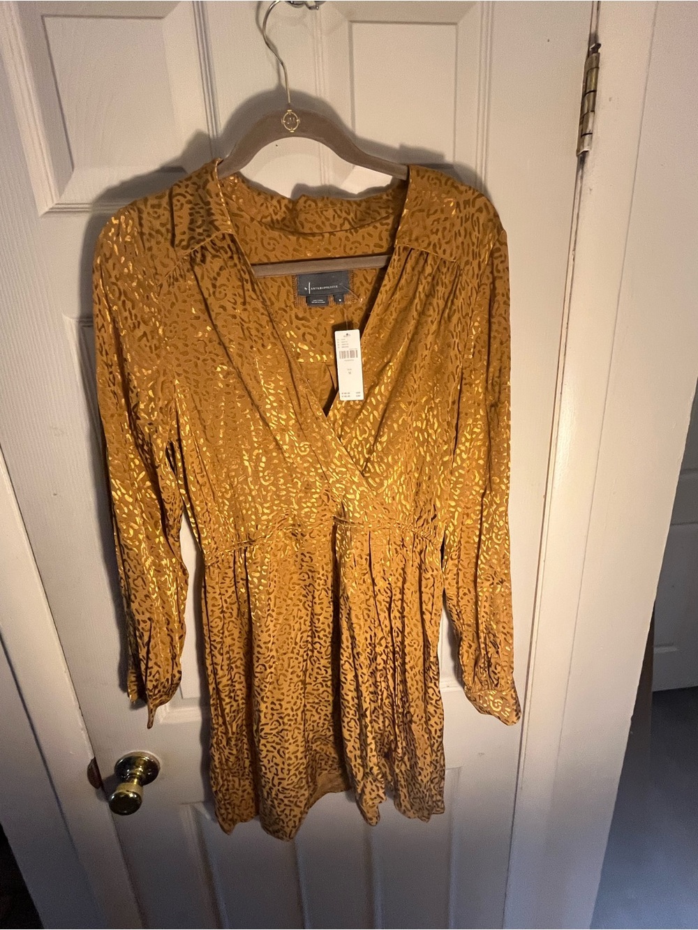 Anthropologie Mustard Velvet Burnout Surplice Tunic